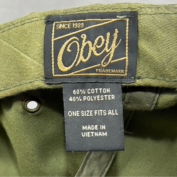 OBEY Propaganda Strapback Clip Hat Cap Green 5 panel Patch Skateboarding Unisex - Picture 7 of 11